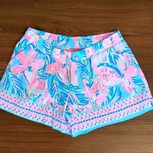 Lilly Pulitzer Pink and Blue Tropical Print Shorts